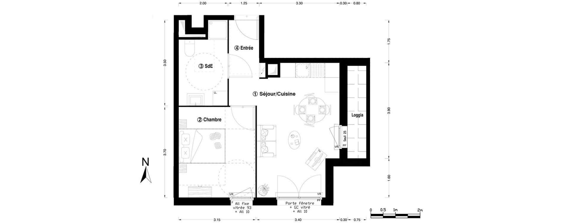 Appartement T2 de 39,30 m2 &agrave; Chelles Centre