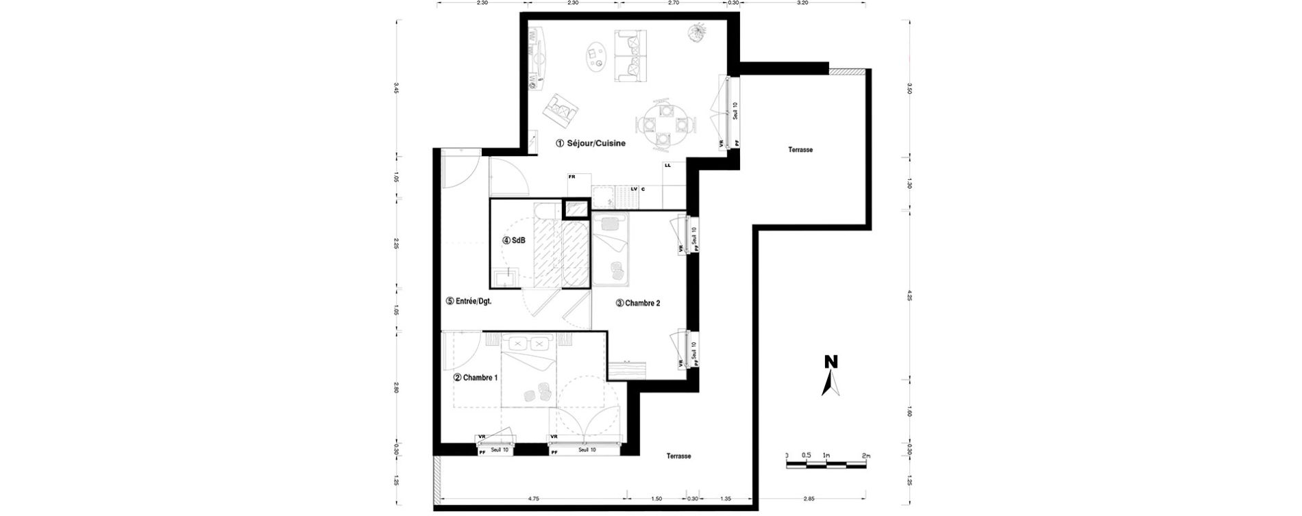 Appartement T3 de 58,60 m2 &agrave; Chelles Centre