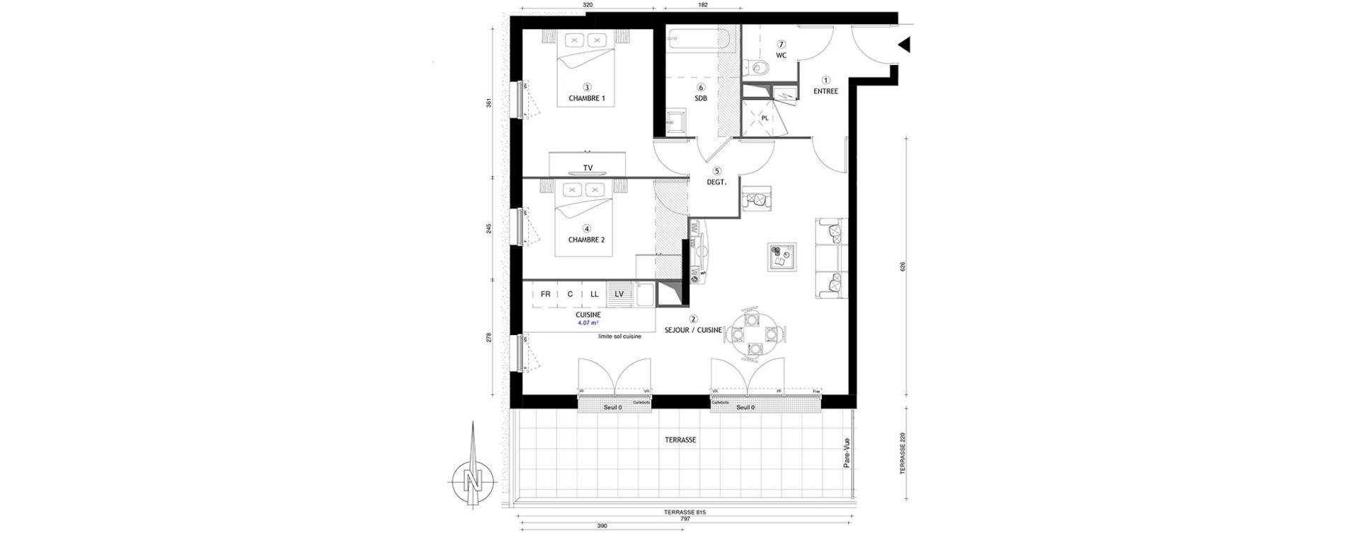Appartement T3 de 69,90 m2 &agrave; Chelles Centre
