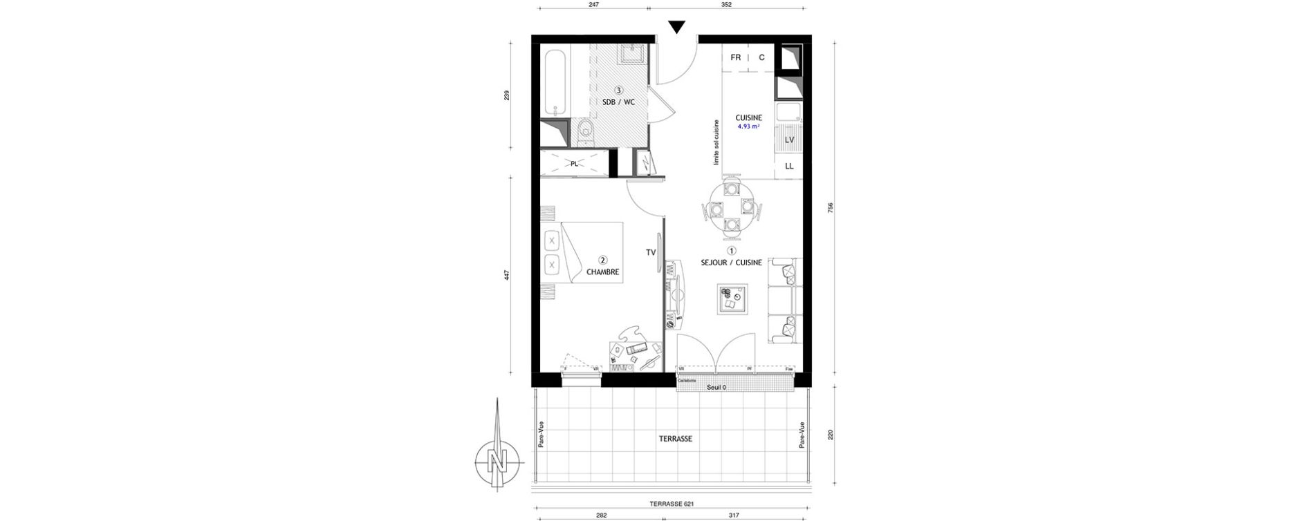 Appartement T2 de 43,30 m2 &agrave; Chelles Centre