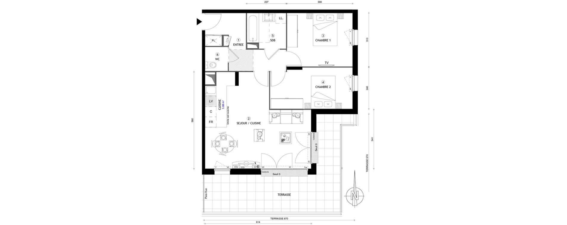 Appartement T3 de 66,10 m2 &agrave; Chelles Centre