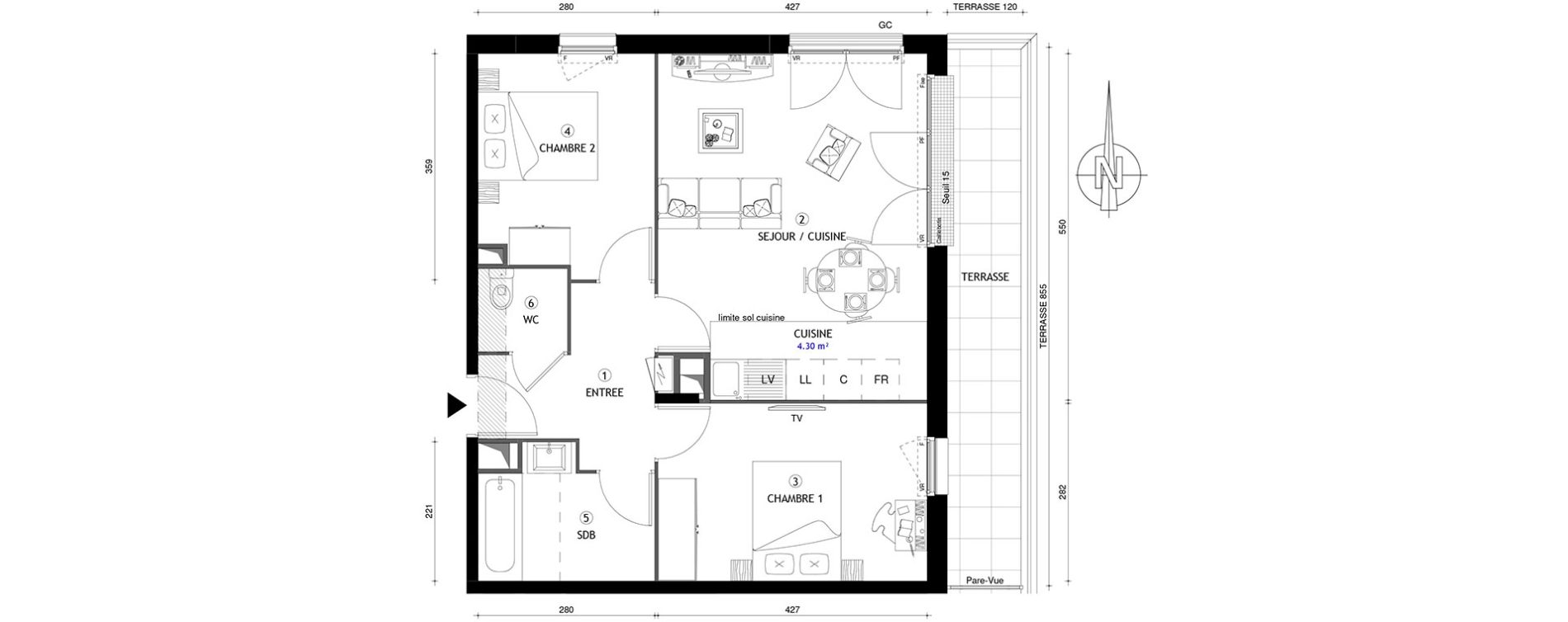 Appartement T3 de 57,50 m2 &agrave; Chelles Centre