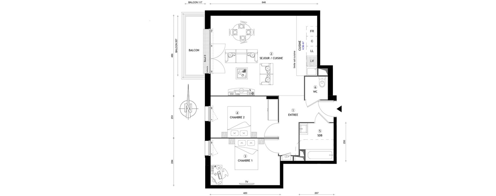 Appartement T3 de 66,10 m2 &agrave; Chelles Centre