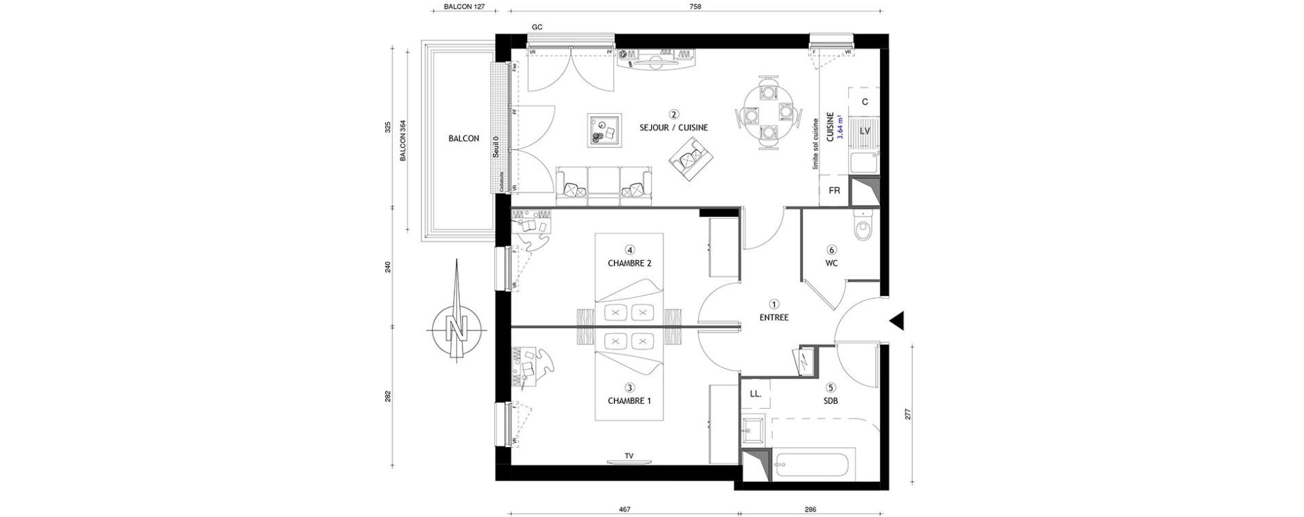 Appartement T3 de 63,50 m2 &agrave; Chelles Centre