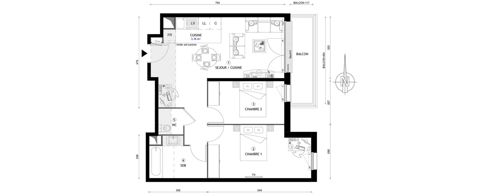 Appartement T3 de 58,90 m2 &agrave; Chelles Centre