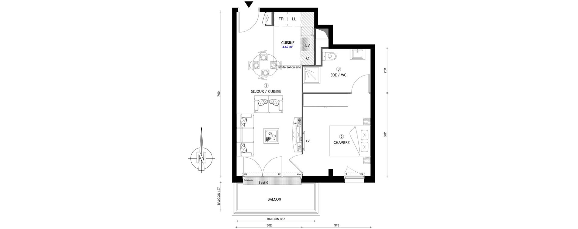 Appartement T2 de 41,60 m2 &agrave; Chelles Centre