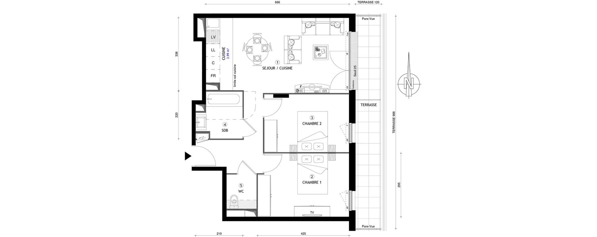 Appartement T3 de 58,50 m2 &agrave; Chelles Centre
