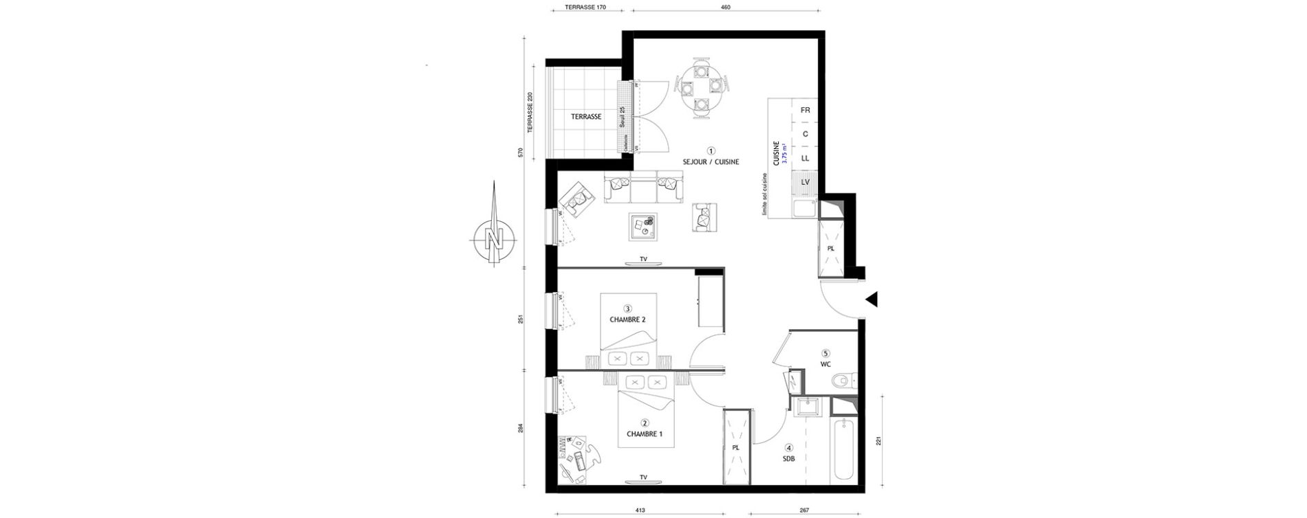 Appartement T3 de 70,60 m2 &agrave; Chelles Centre