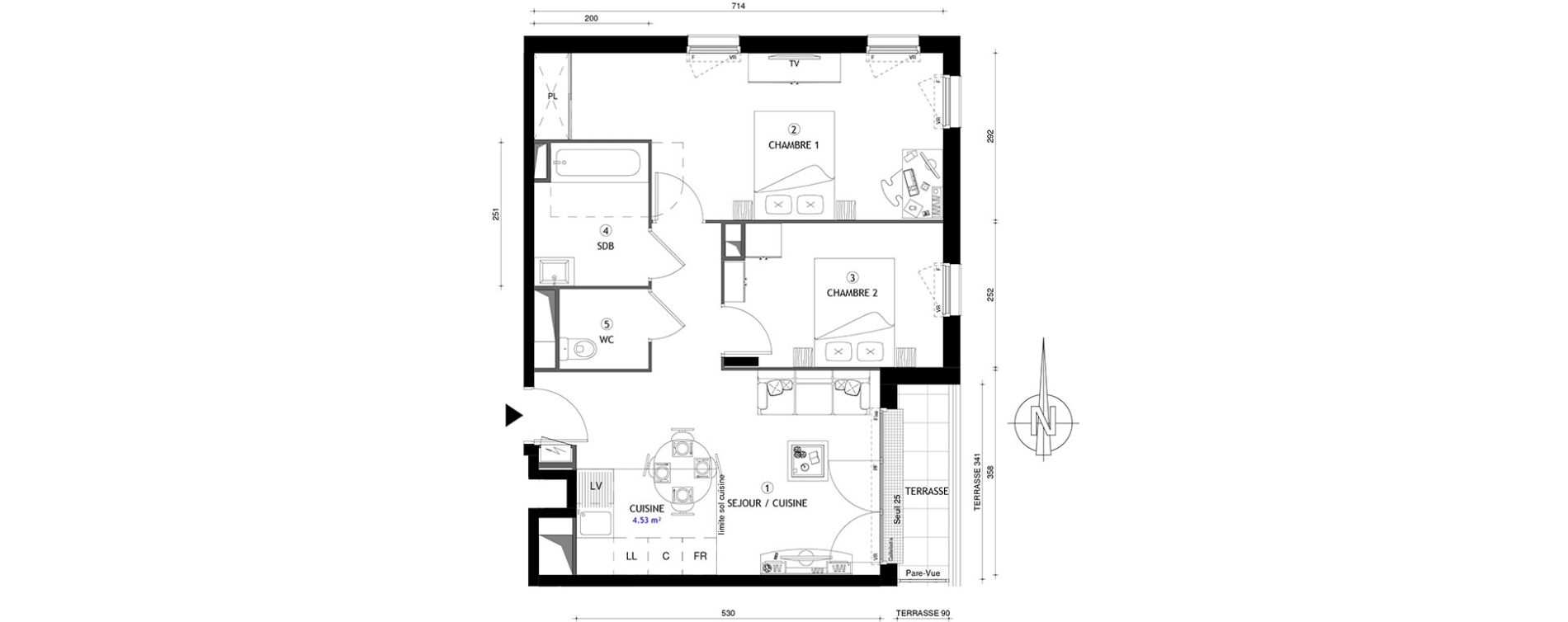 Appartement T3 de 57,30 m2 &agrave; Chelles Centre