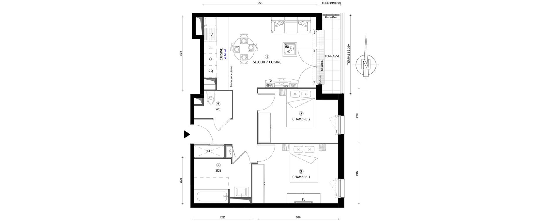 Appartement T3 de 57,50 m2 &agrave; Chelles Centre