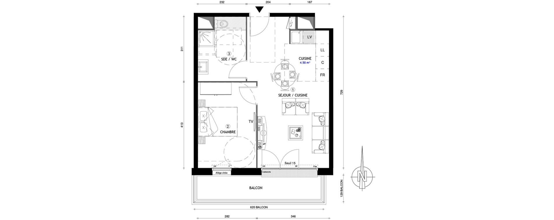 Appartement T2 de 43,80 m2 &agrave; Chelles Centre