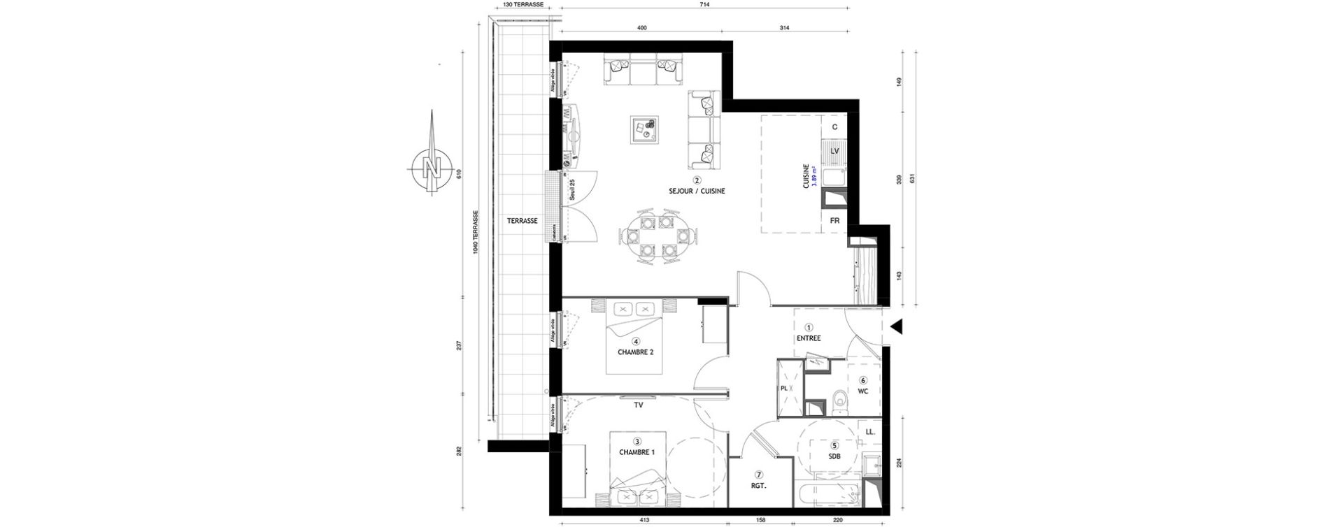 Appartement T3 de 79,50 m2 &agrave; Chelles Centre