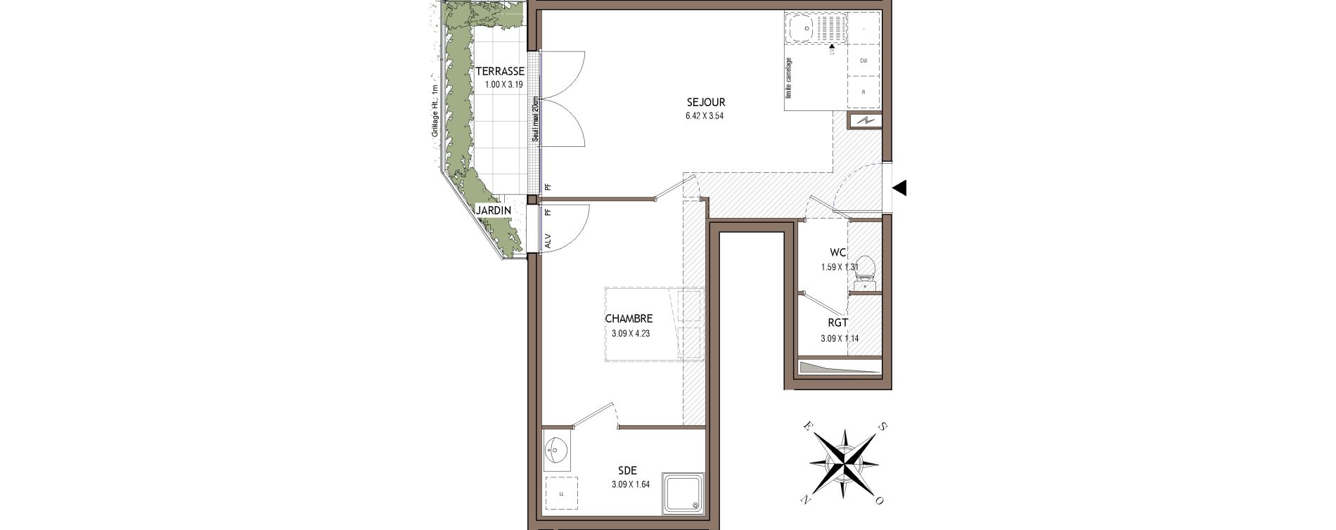 Appartement T2 de 45,70 m2 &agrave; Chelles Centre