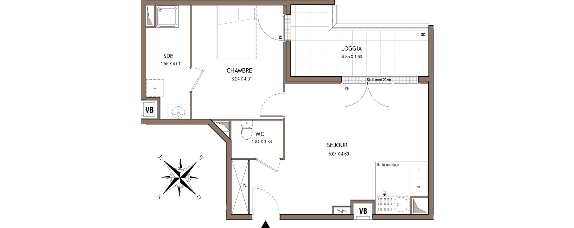 Appartement T2 de 46,87 m2 &agrave; Chelles Centre