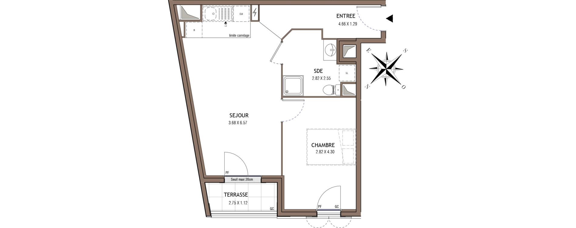 Appartement T2 de 43,71 m2 &agrave; Chelles Centre