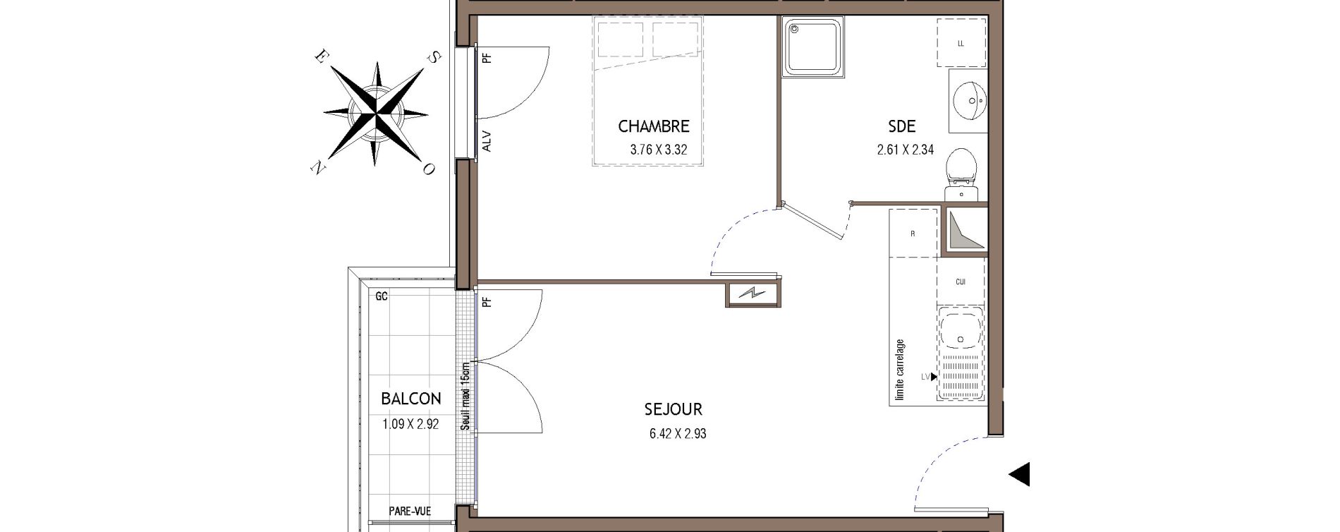 Appartement T2 de 39,37 m2 &agrave; Chelles Centre