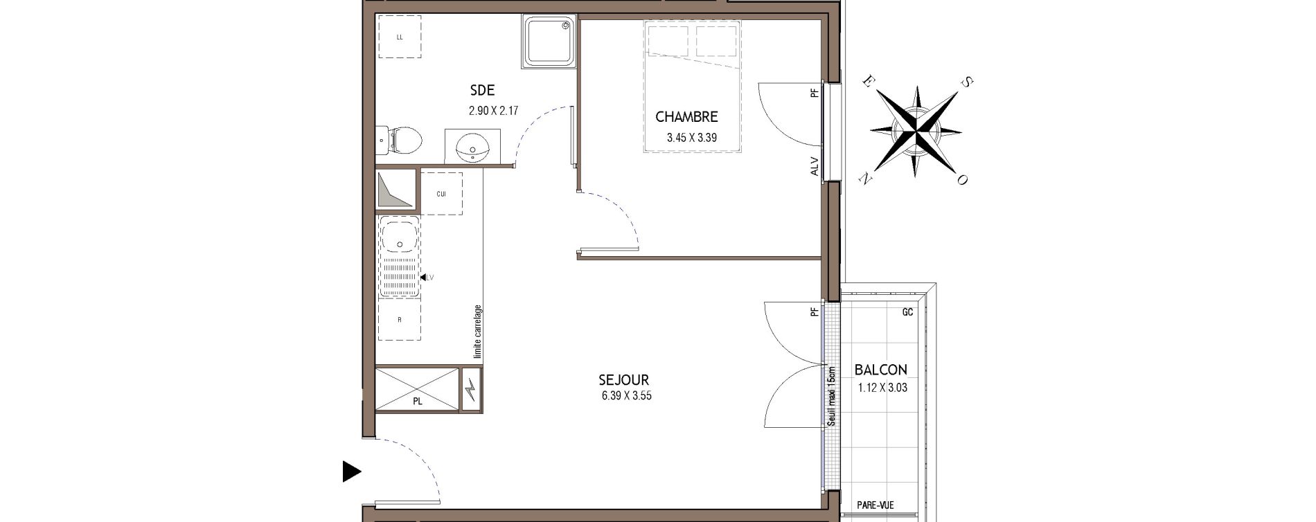 Appartement T2 de 43,87 m2 &agrave; Chelles Centre
