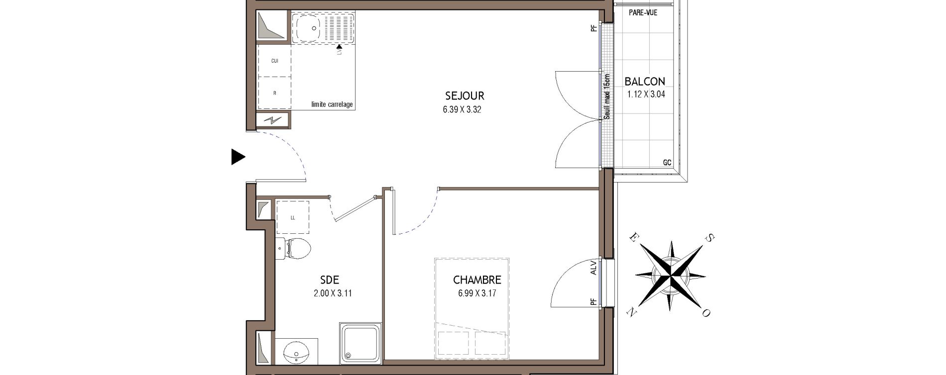 Appartement T2 de 39,80 m2 &agrave; Chelles Centre