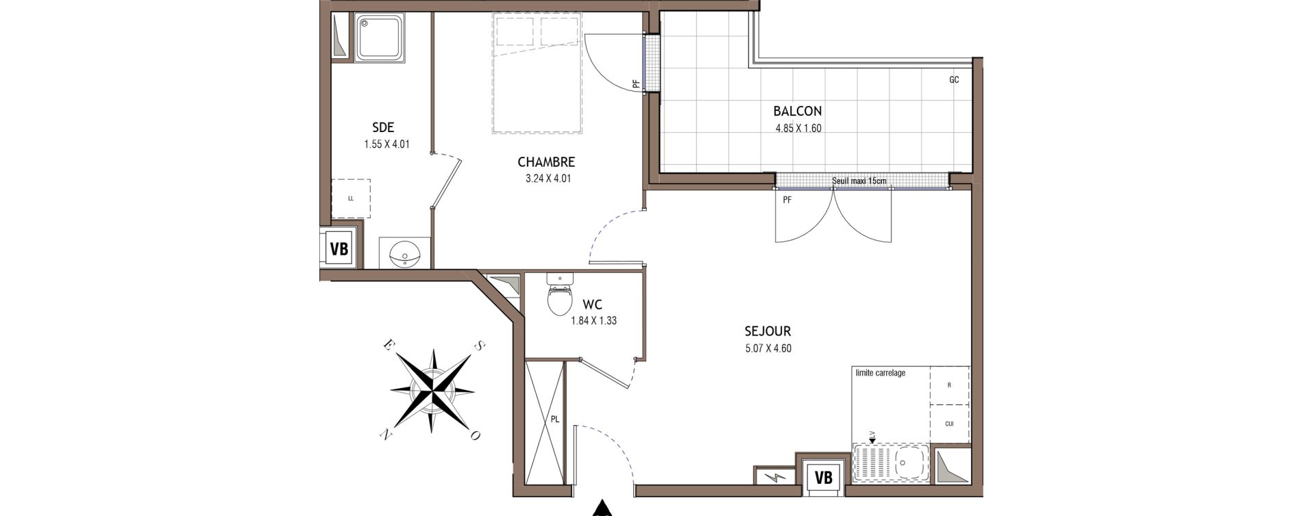 Appartement T2 de 46,87 m2 à Chelles Centre