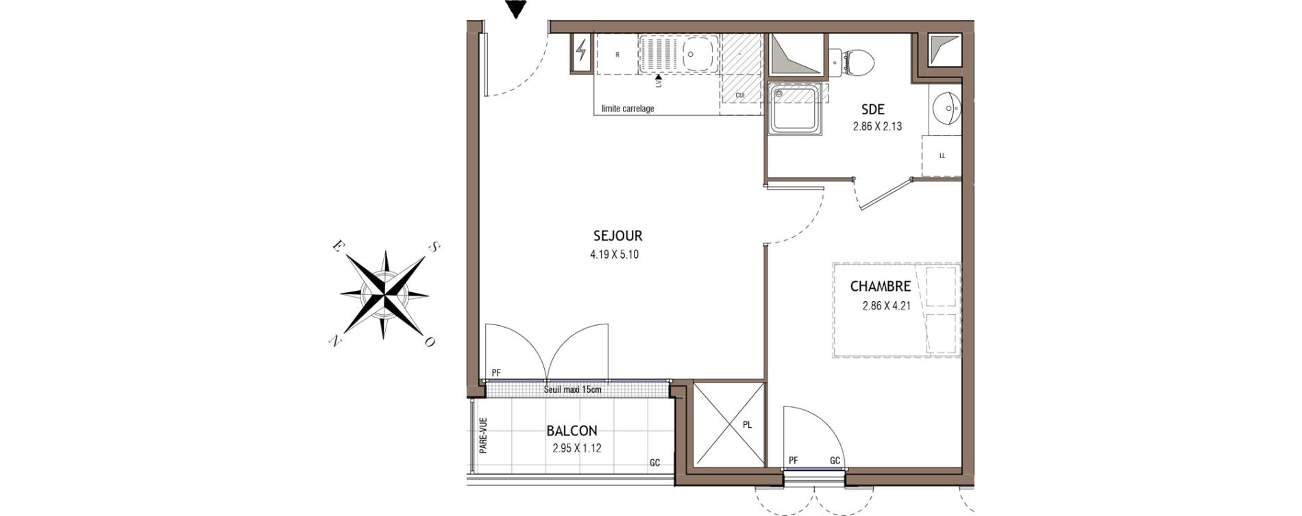 Appartement T2 de 39,44 m2 &agrave; Chelles Centre