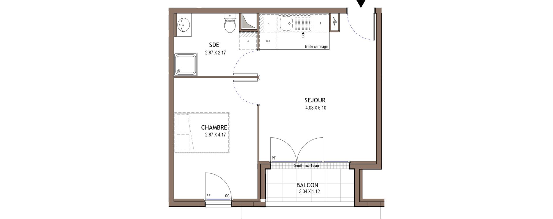 Appartement T2 de 38,06 m2 &agrave; Chelles Centre
