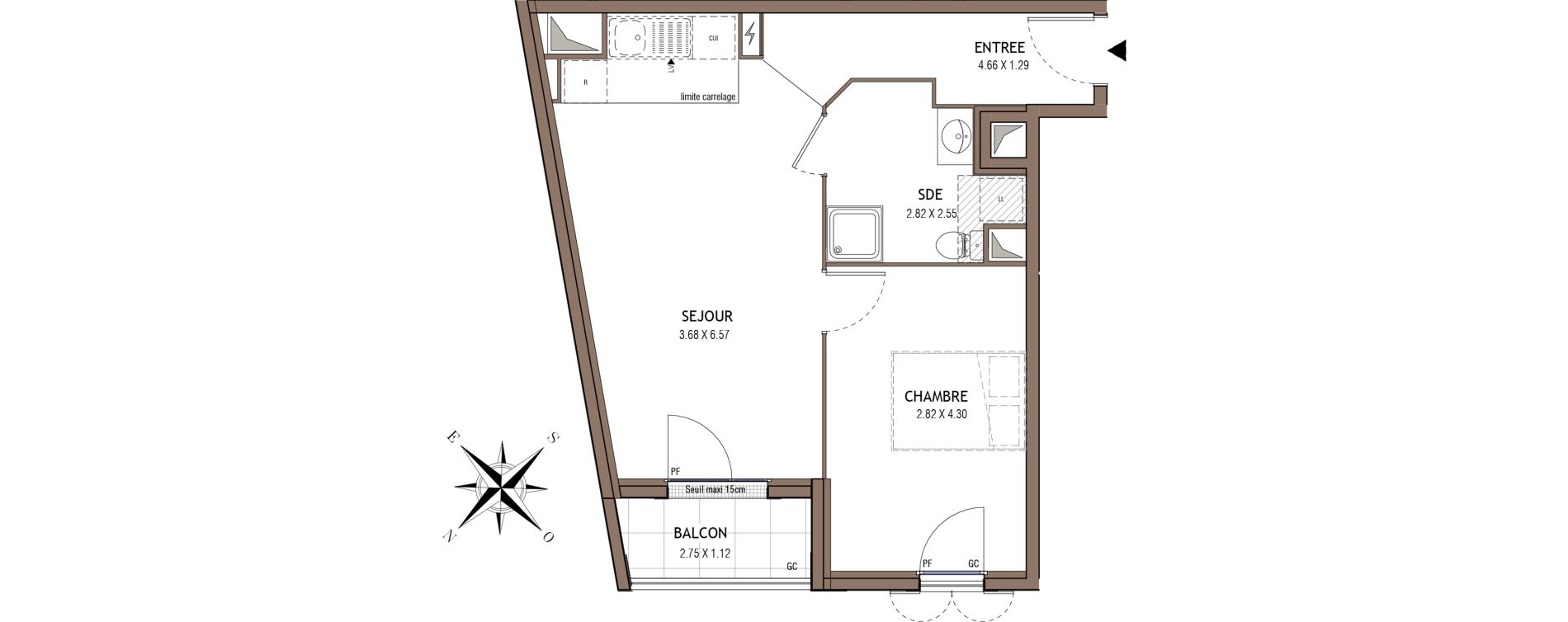 Appartement T2 de 43,71 m2 à Chelles Centre