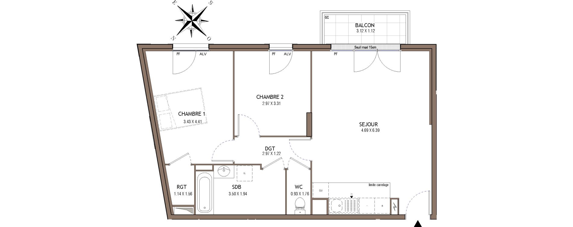 Appartement T3 de 65,21 m2 &agrave; Chelles Centre