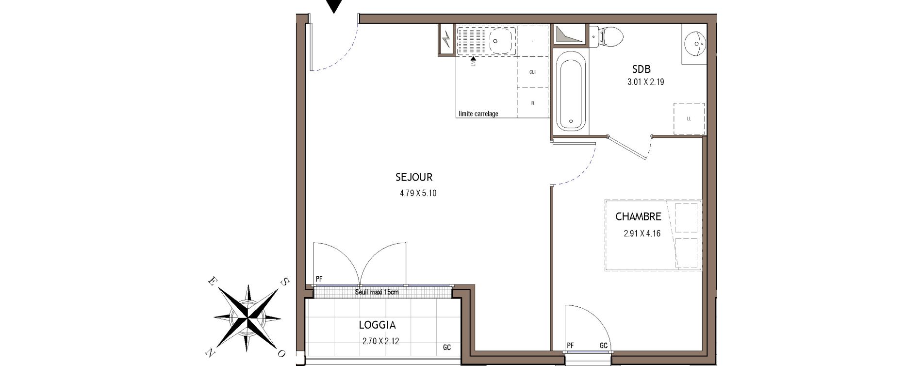 Appartement T2 de 44,45 m2 &agrave; Chelles Centre