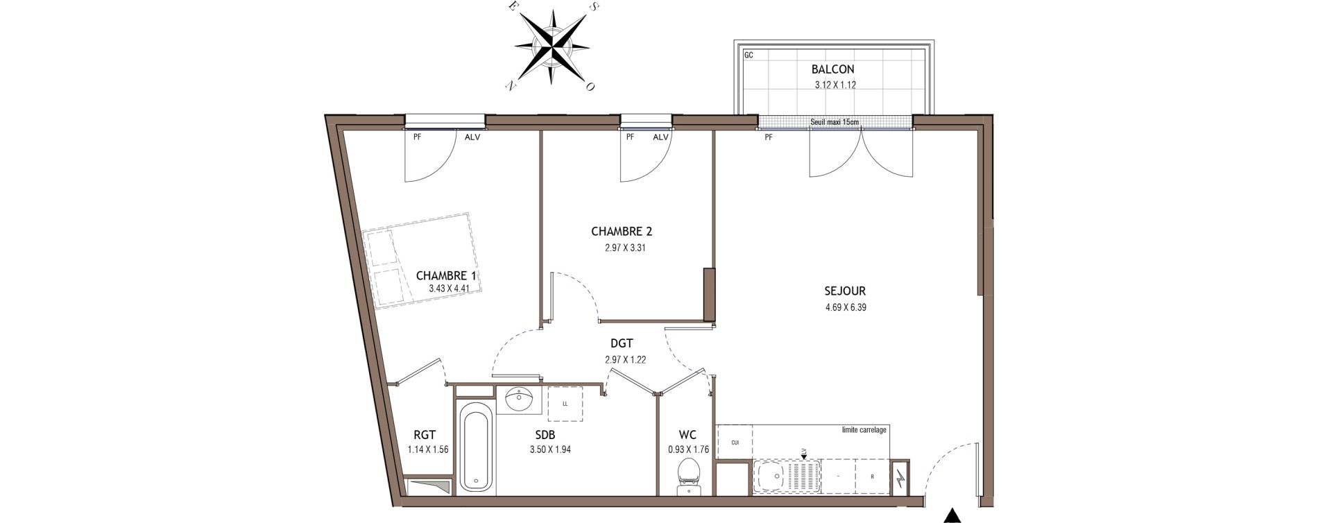 Appartement T3 de 65,21 m2 &agrave; Chelles Centre
