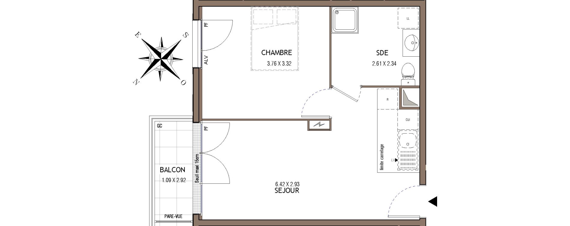 Appartement T2 de 39,37 m2 &agrave; Chelles Centre