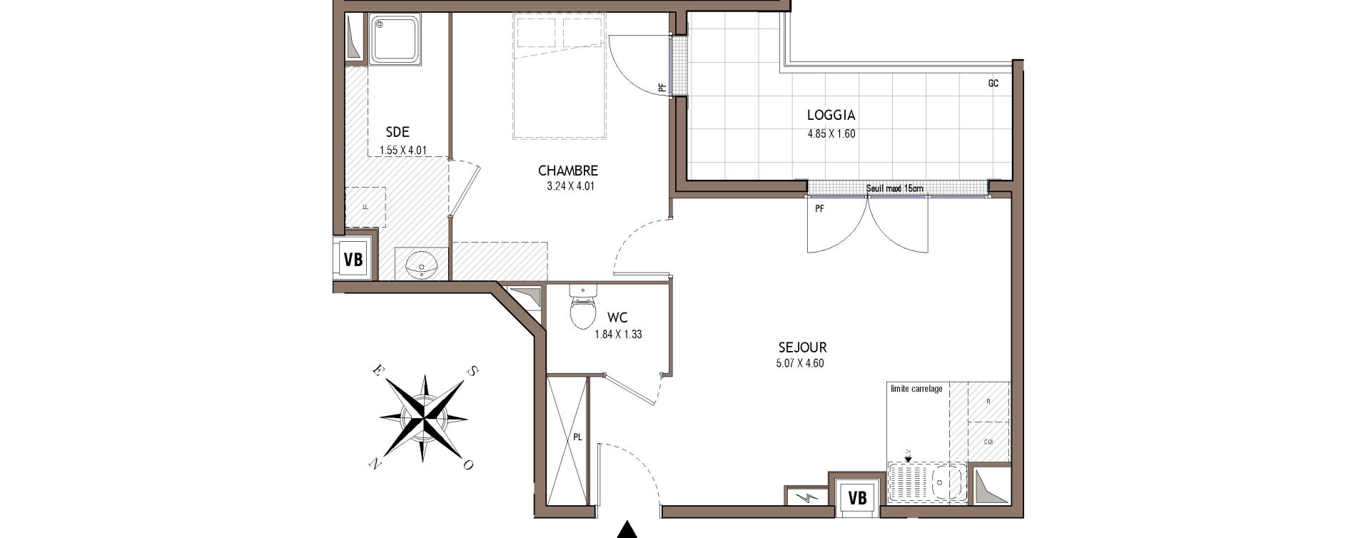 Appartement T2 de 46,87 m2 &agrave; Chelles Centre