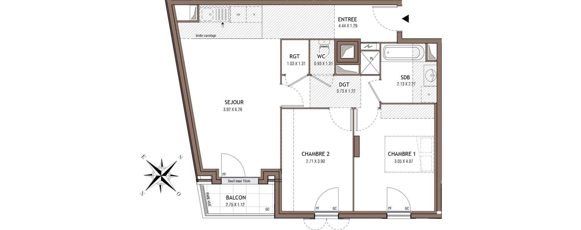 Appartement T3 de 62,62 m2 &agrave; Chelles Centre