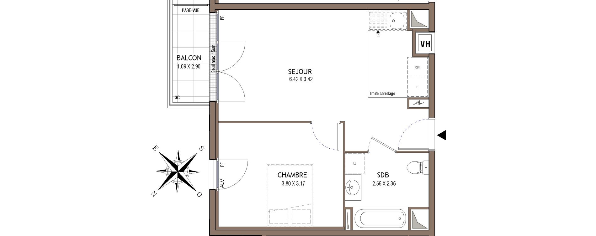 Appartement T2 de 40,67 m2 &agrave; Chelles Centre