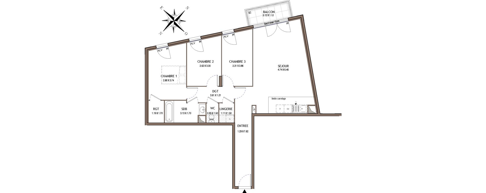 Appartement T4 de 83,19 m2 &agrave; Chelles Centre