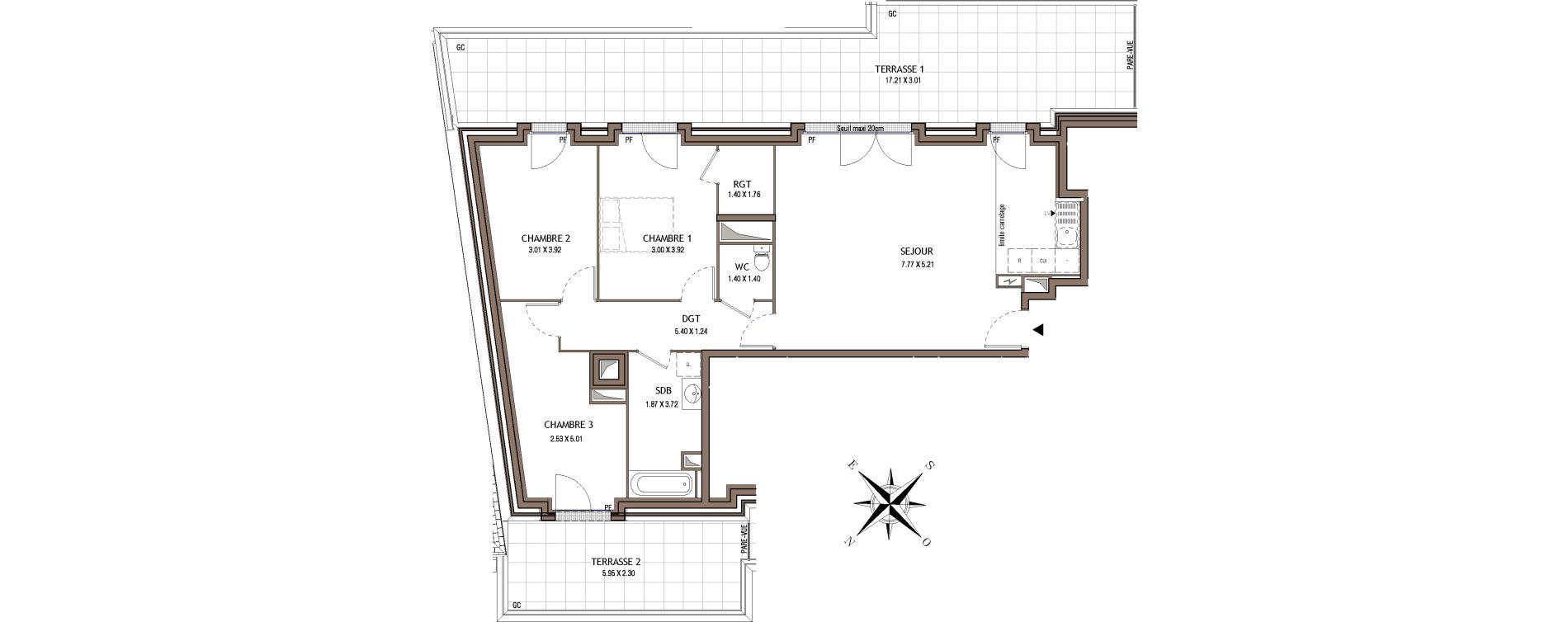 Appartement T4 de 89,97 m2 &agrave; Chelles Centre