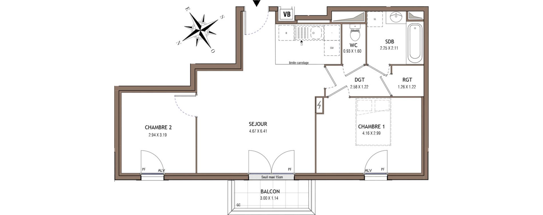 Appartement T3 de 59,21 m2 &agrave; Chelles Centre