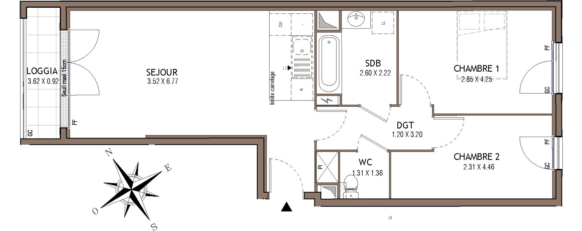 Appartement T3 de 57,88 m2 &agrave; Chelles Centre