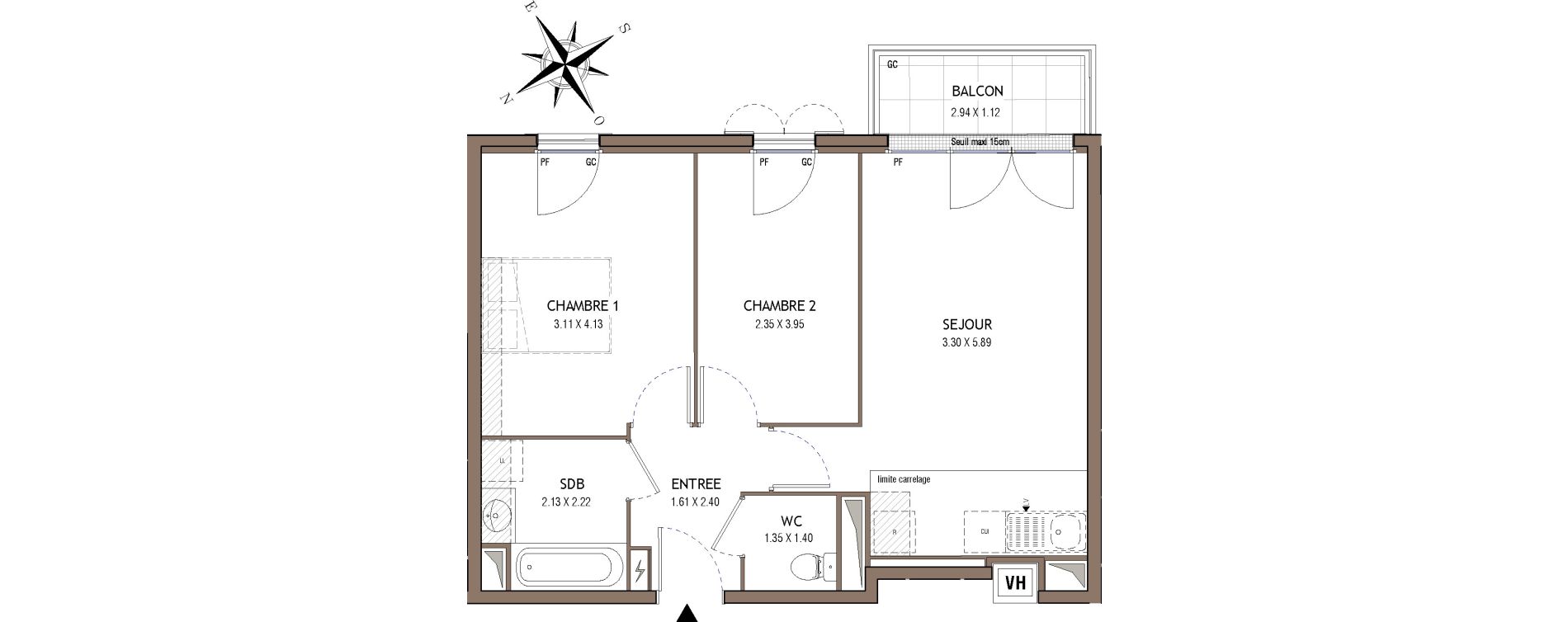 Appartement T3 de 52,83 m2 &agrave; Chelles Centre