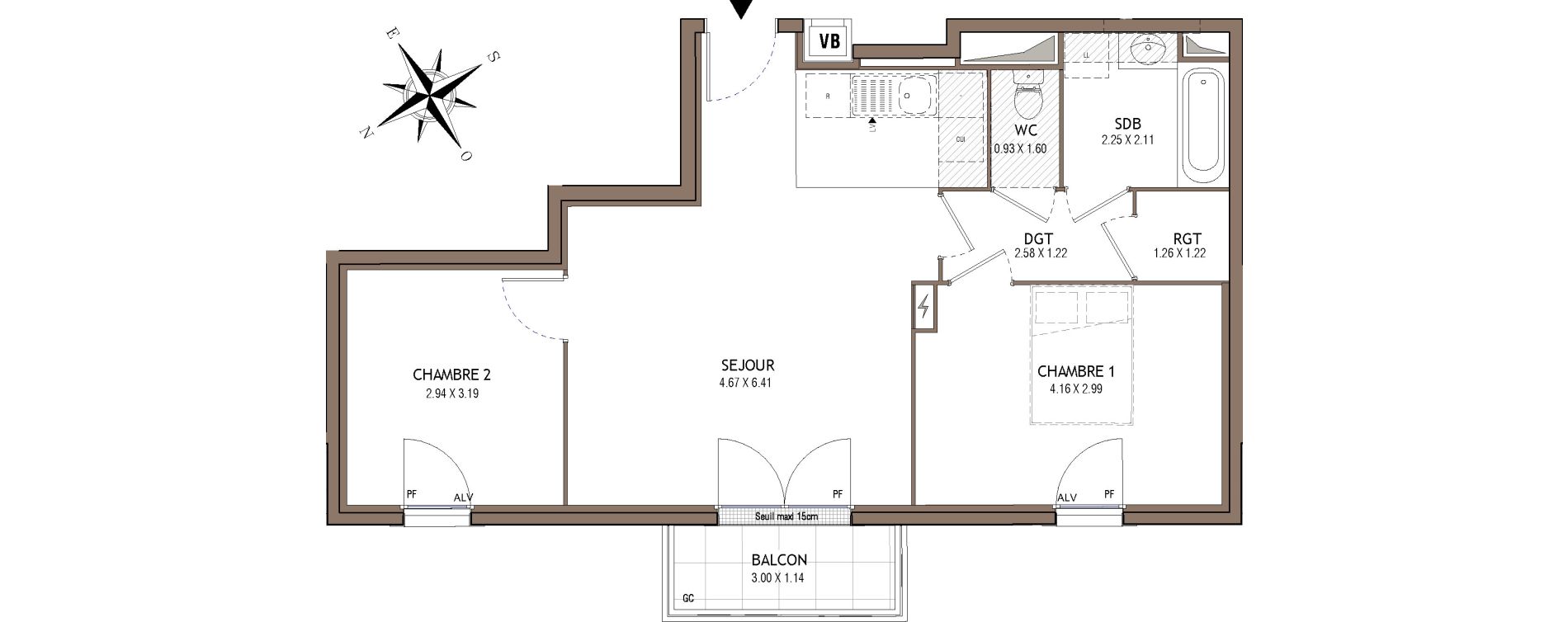Appartement T3 de 59,21 m2 &agrave; Chelles Centre