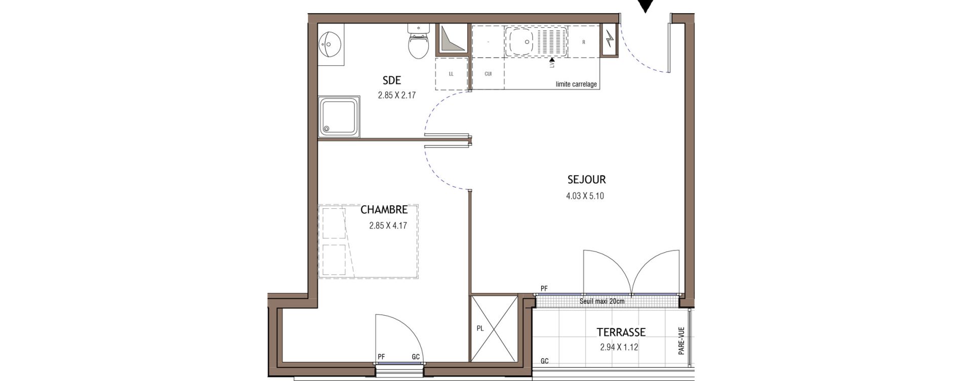 Appartement T2 de 39,79 m2 &agrave; Chelles Centre