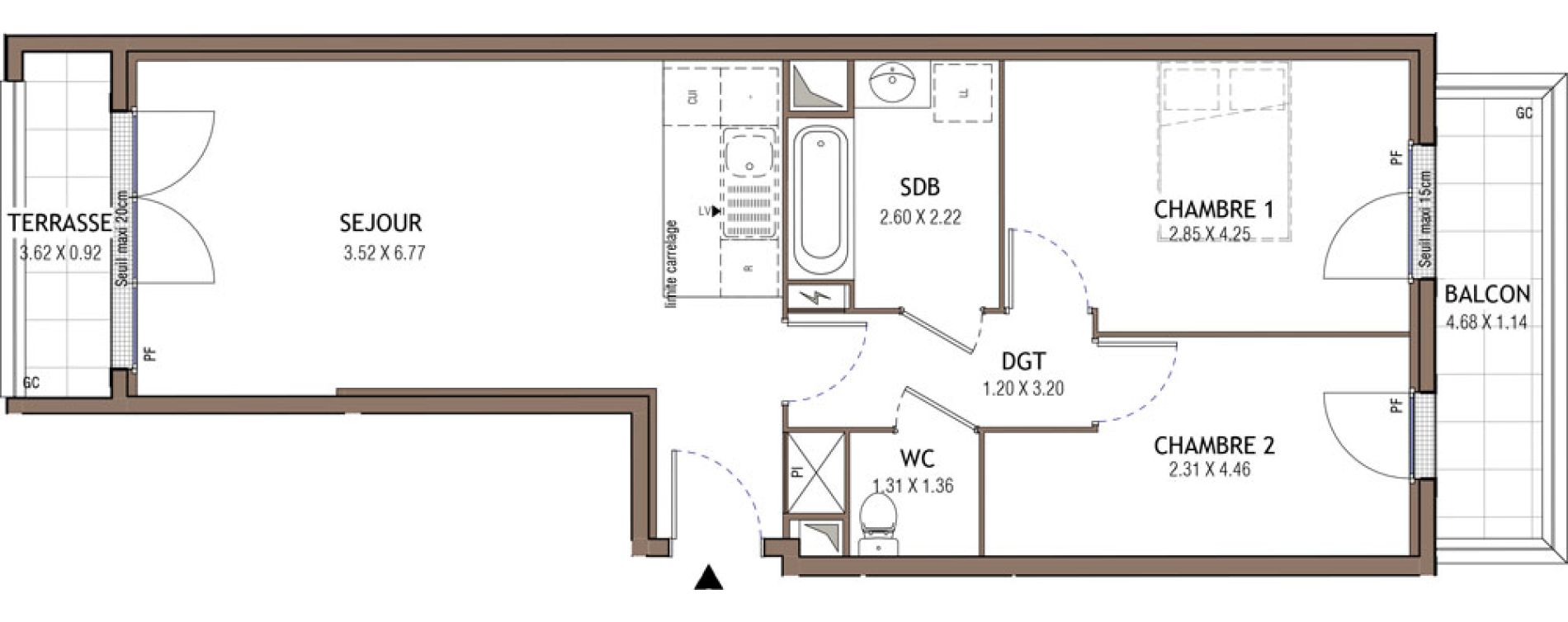 Appartement T3 de 57,88 m2 &agrave; Chelles Centre