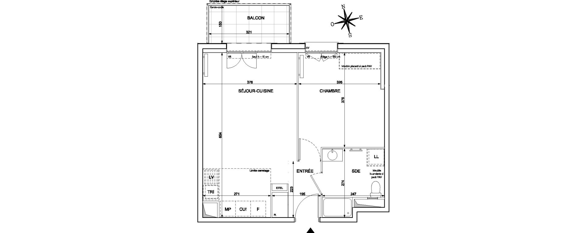 Appartement T2 de 44,82 m2 &agrave; Chessy Centre