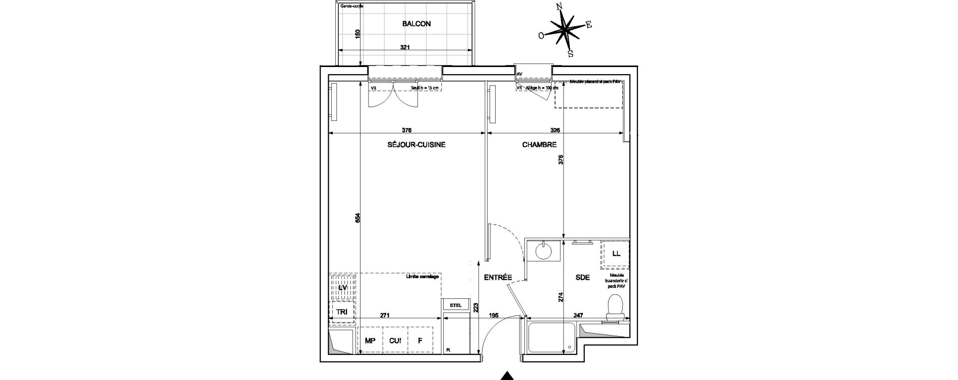 Appartement T2 de 44,62 m2 &agrave; Chessy Centre