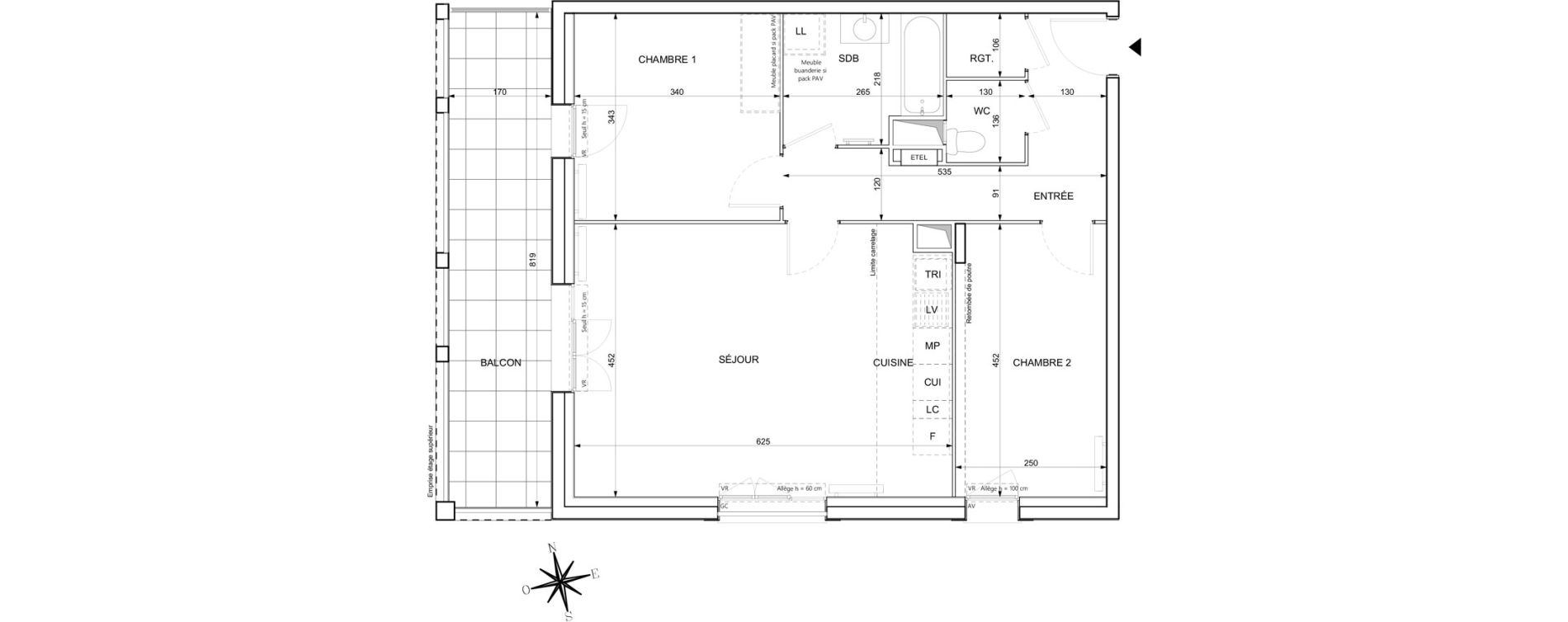 Appartement T3 de 67,98 m2 &agrave; Chessy Centre