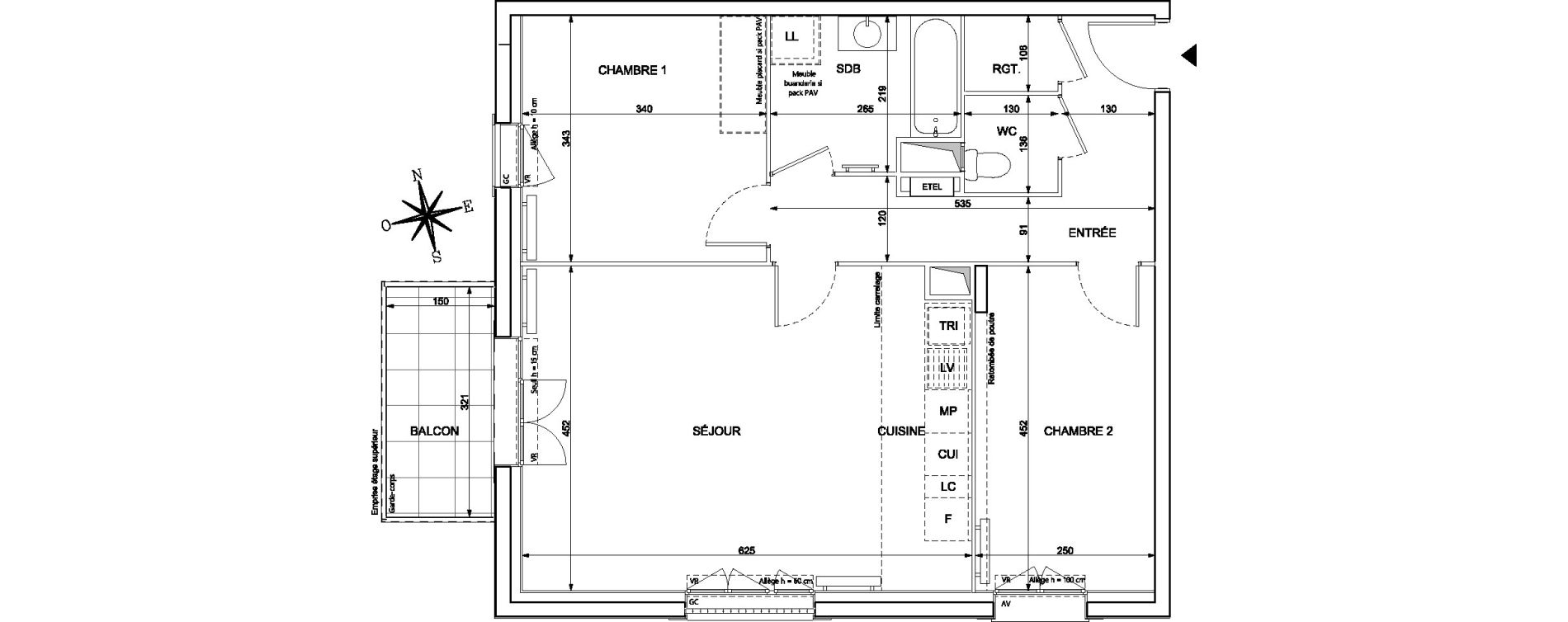 Appartement T3 de 67,97 m2 &agrave; Chessy Centre