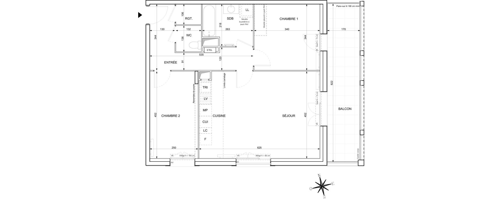 Appartement T3 de 67,98 m2 &agrave; Chessy Centre