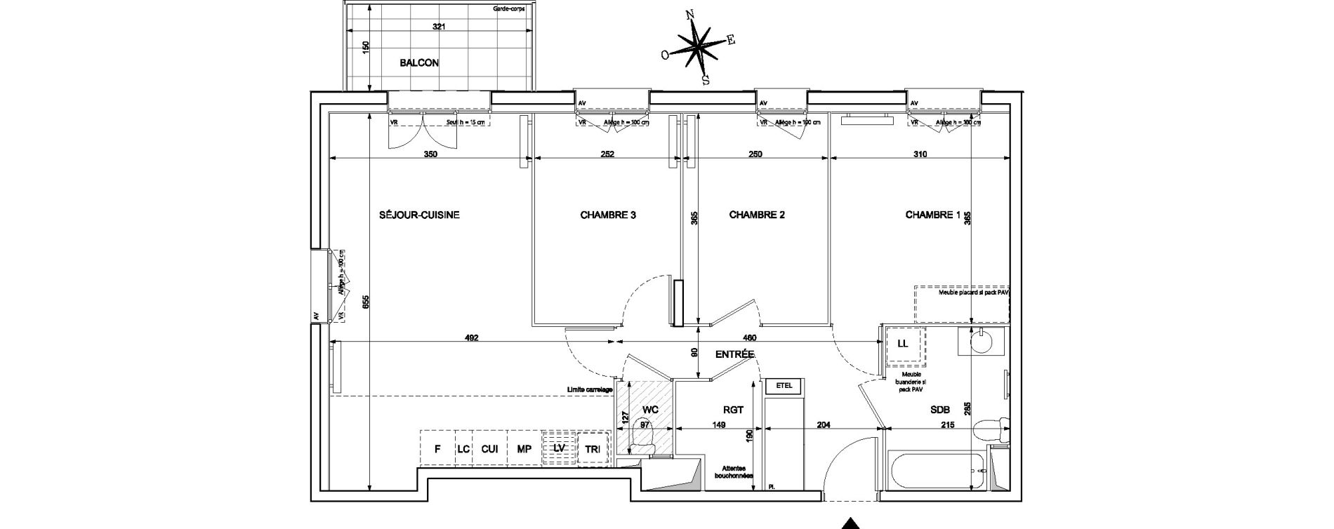 Appartement T4 de 72,57 m2 &agrave; Chessy Centre