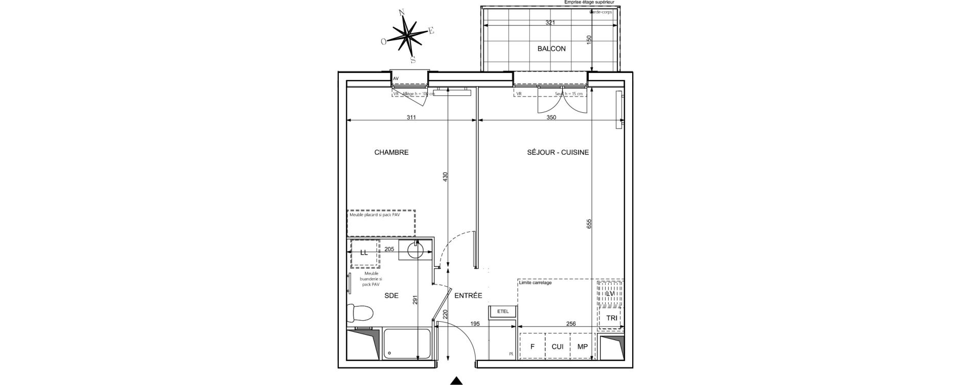 Appartement T2 de 41,68 m2 &agrave; Chessy Centre