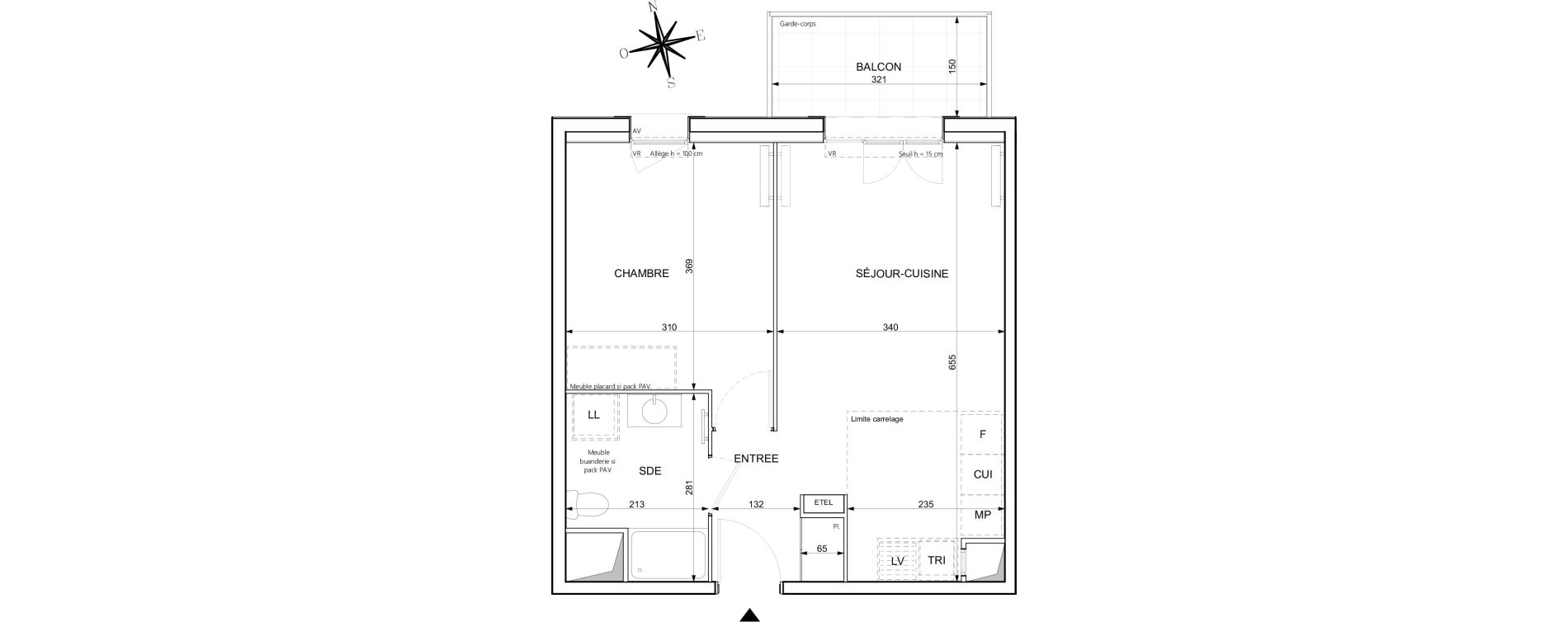 Appartement T2 de 40,93 m2 &agrave; Chessy Centre