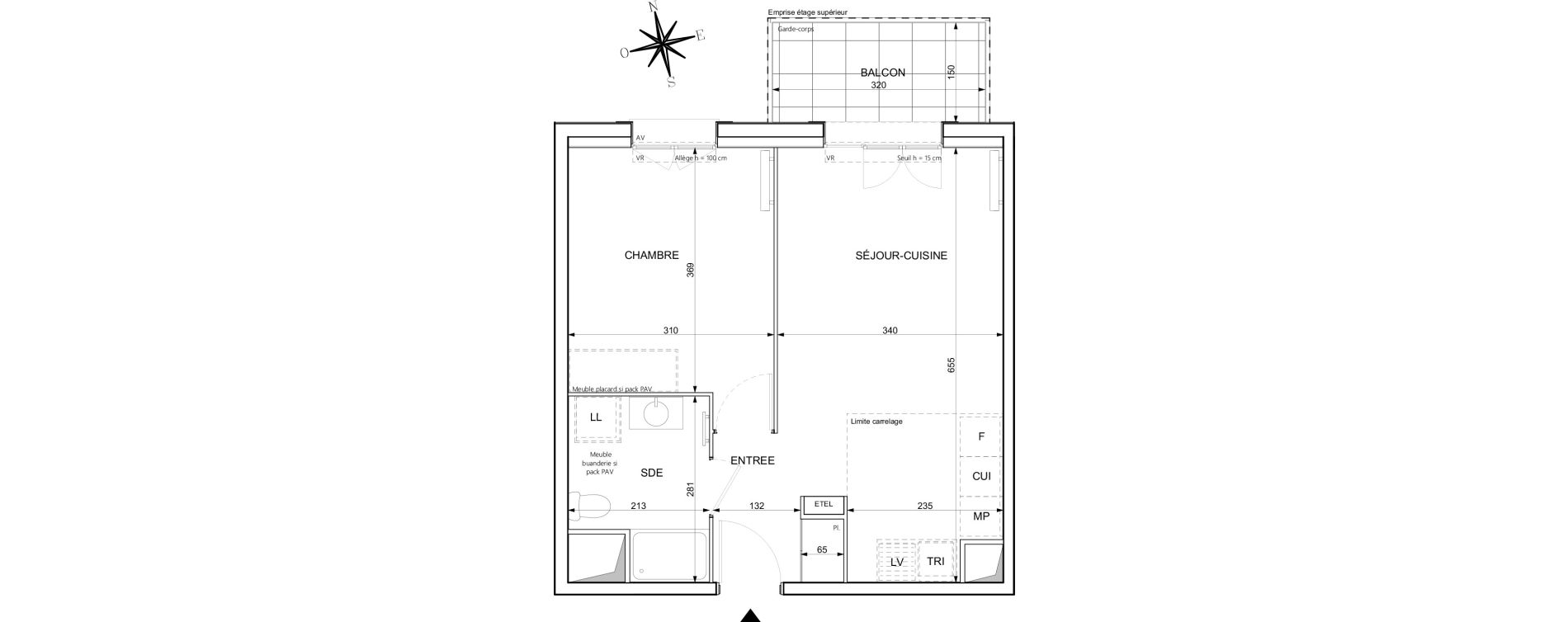 Appartement T2 de 40,93 m2 &agrave; Chessy Centre